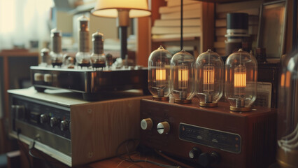 Audio Amplifier with Vacuum Tubes in a Classic Study