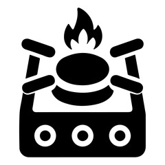 minimal gas stove vector symbol, clipart, silhouette, white background