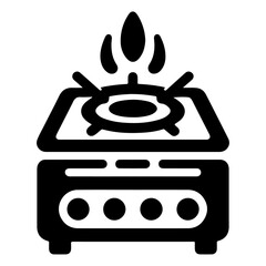 minimal gas stove vector symbol, clipart, silhouette, white background
