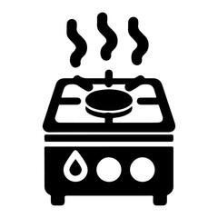 minimal gas stove vector symbol, clipart, silhouette, white background