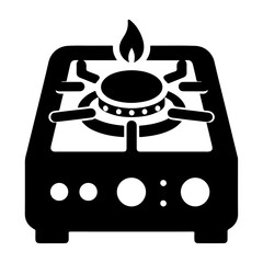 minimal gas stove vector symbol, clipart, silhouette, white background