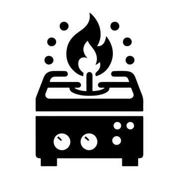 minimal gas stove vector symbol, clipart, silhouette, white background