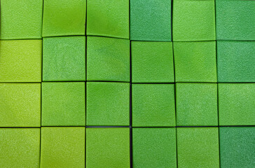 Square light green plastic wall.  3d green  texture.   