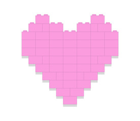 Fototapeta premium Pink heart made of blocks on white background vector illustration