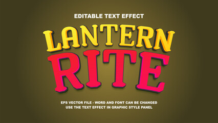 Editable Text Effect Lantern Rite 3D Vector Template