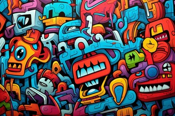 Vibrant Graffiti Shapes and Lines Wallpaper, Abstract Graffiti Wallpaper, Graffiti Background, AI Generative