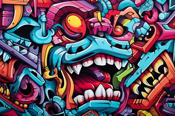 Vibrant Graffiti Shapes and Lines Wallpaper, Abstract Graffiti Wallpaper, Graffiti Background, AI Generative