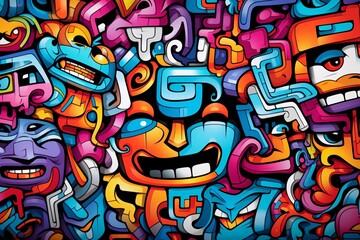 Vibrant Graffiti Shapes and Lines Wallpaper, Abstract Graffiti Wallpaper, Graffiti Background, AI Generative