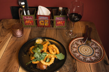 italian dish with squid rings