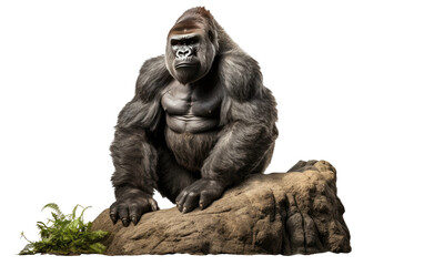 Gorilla Balancing on a Rock isolated on transparent Background
