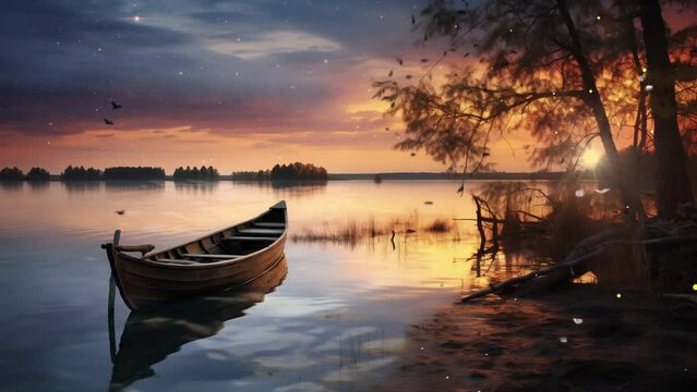 backwater on the lake. nature scene background. seamless looping overlay 4k virtual video animation background 