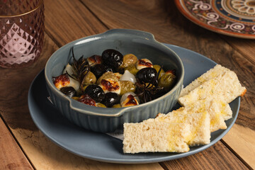Olives italian snack with crakers