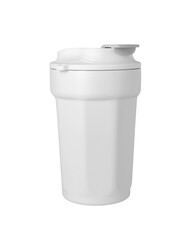 white thermo coffee mug mockup isolated on white background