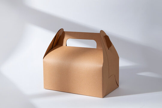 Dessert craft brown paper box isolated on white