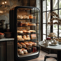 Sweet Showcase: Glass-Front Refrigerator in a Patisserie