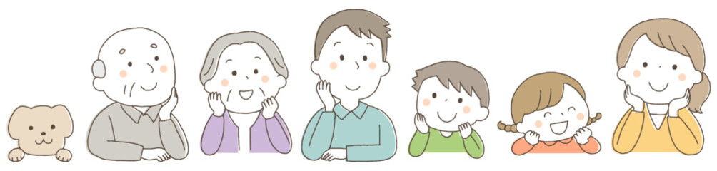 頬杖をつく家族
