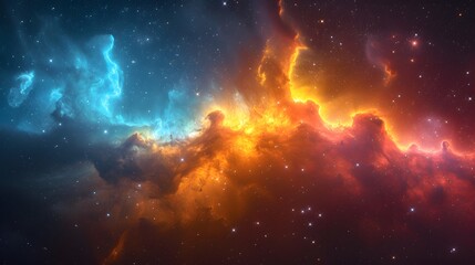 Cosmic Universe with nebula and stardust, colorful backgrounds. copy space, wallpaper, mockup, presentation.