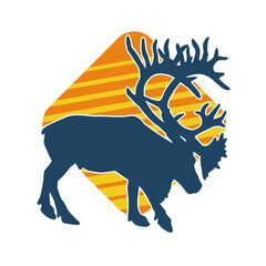 silhouette of a moose animal isolated on white background