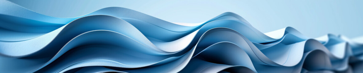 This image captures the fluidity and graceful flow of a luxurious blue silk fabric, creating an...