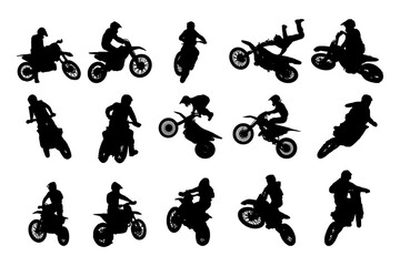 Motocross silhouette vector, suitable for various designs related to motorcycle, motorbike, biker, championship, offroad, motorsport and adventure themes.