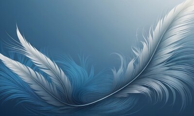 Fototapeta na wymiar Feathered Shapes in Silver Slate blue