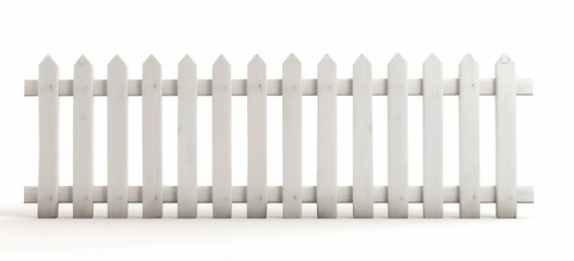 Classic White Picket Fence Isolated on White Background. Generative ai