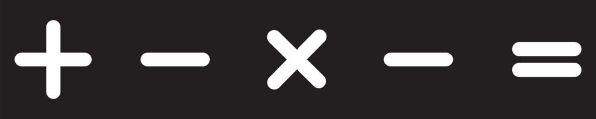 Fototapeta premium mathematical icon. math calculations addition, division, subtraction, multiplication, plus minus button symbol set. mathematical calculator education vector in black and white. Eps10.