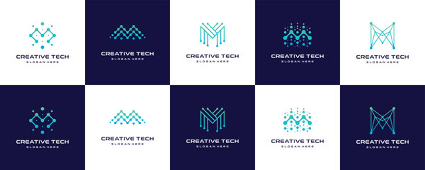 Fototapeta na wymiar Set Of M logo with modern concept vector for technology, internet, energy, etc