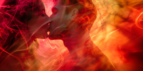 Valentine's Harmony: Spectraflow Kiss of Love in Radiant Colors