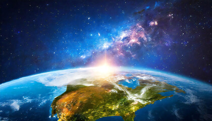 Fototapeta premium Image material of outer space, earth and sun.