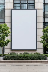 Blank white poster on the wall in the city. 3d rendering