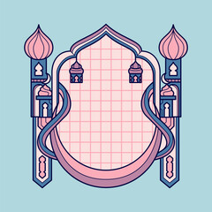 Pink Blue Islamic Frame