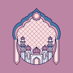 White Mosques in Elegant Islamic Frame