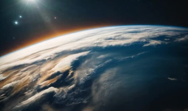 aerial view of the earth from space covered by clouds