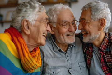 Joyful Gathering of Elderly Friends Sharing Stories and Laughter
