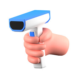 Hand Gesture Hold Barcode Scanner 3D
