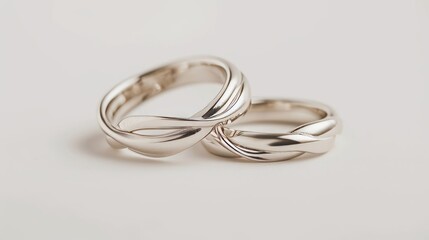 Wedding rings on a white background. Close-up.