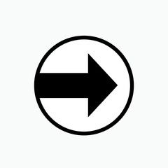 Right Arrow Button. Direction Icon. Guidance  Symbol. Recommended Route - Vector. 