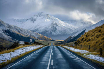 The road leading to a mountain