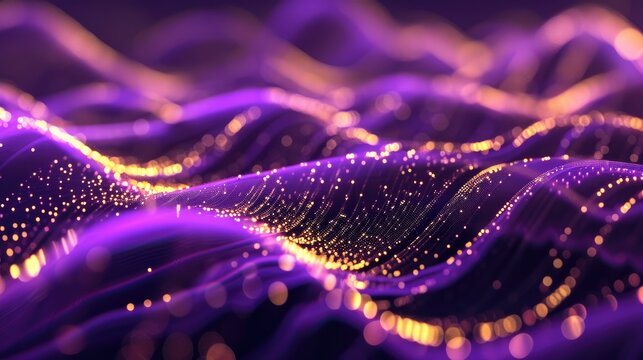 Futuristic abstract background blends purple and gold hues in a captivating display. Ai Generated