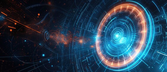 Fototapeta premium Abstract futuristic background depicting time travel technology. Enigmatic innovation unfolds, Ai Generated.