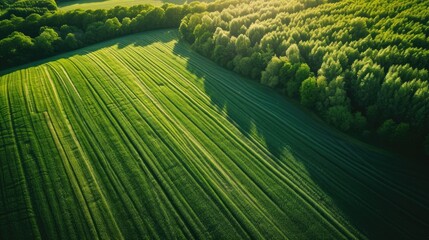 Fototapeta na wymiar Aerial view captures vast green fields stretching for miles, a boundless expanse, Ai Generated