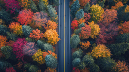 Bird's Eye View Of Roadway Surrounded By Trees
