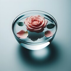 Graceful Submersion: A Rose Flower Floating in Tranquil Waters