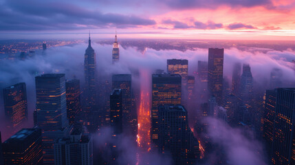 Fototapeta premium Bird's Eye View Of City During Dawn 