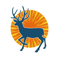 Silhouette of a deer wild forest animal with antlers.
