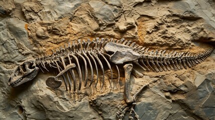 A fossilized ribcage of a hadrosaur with multiple fractures possibly caused by a traumatic injury...