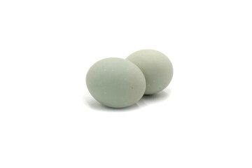 2 salted eggs on a white background
