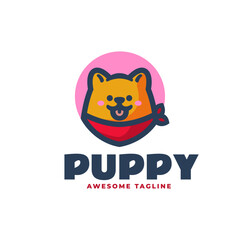 Vector Logo Illustration Puppy Mascot Cartoon Style.