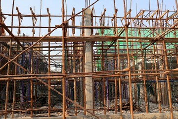 scaffolding on a site